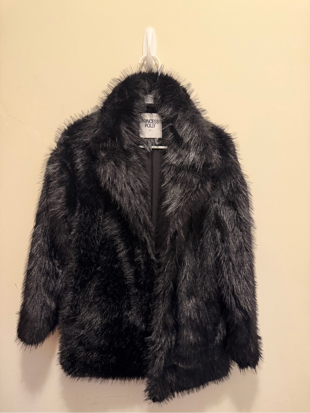 Princess Polly Black Faux Fur Teddy Jacket